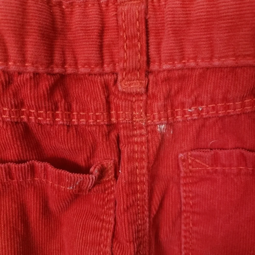 Oshkosh Baby Girl 18 Months Red Ribbed Corduroy Overalls White Bow